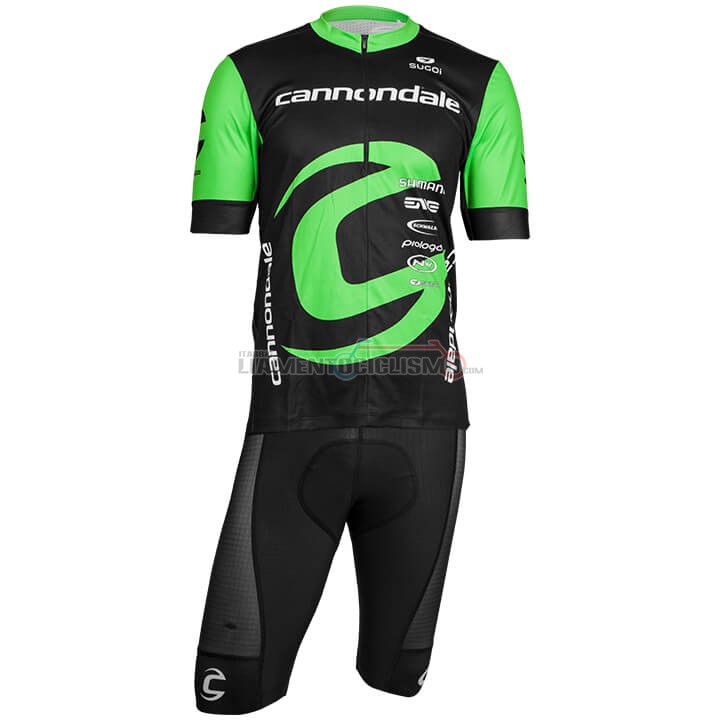 Abbigliamento Ciclismo Cannondale Factory Rancing Manica Corta 2018 Verde e Nero